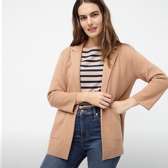 j.crew | sophie sweater blazer camel tan open front 365 s